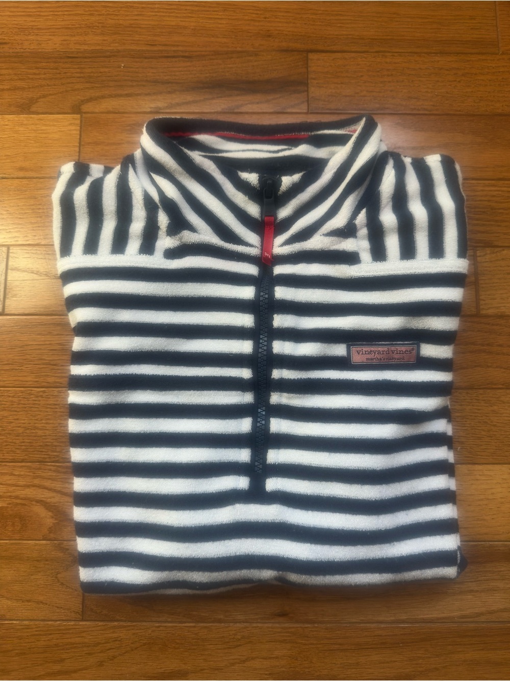 Vineyard Vines Navy & White Striped Quarter-Zip Pullover